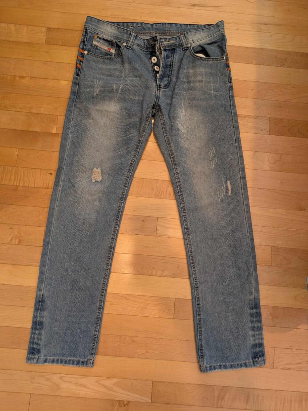 Classic Fashion Distressed Button-up Denim Jeans - 32 x 30